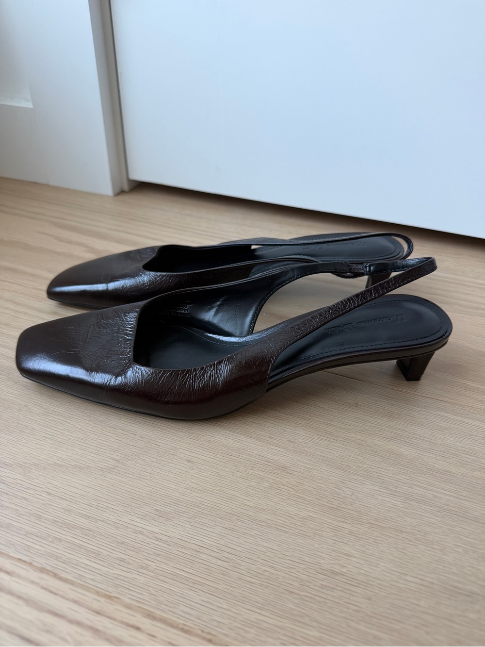 Massimo Dutti Dark Brown Leather Slingback heels